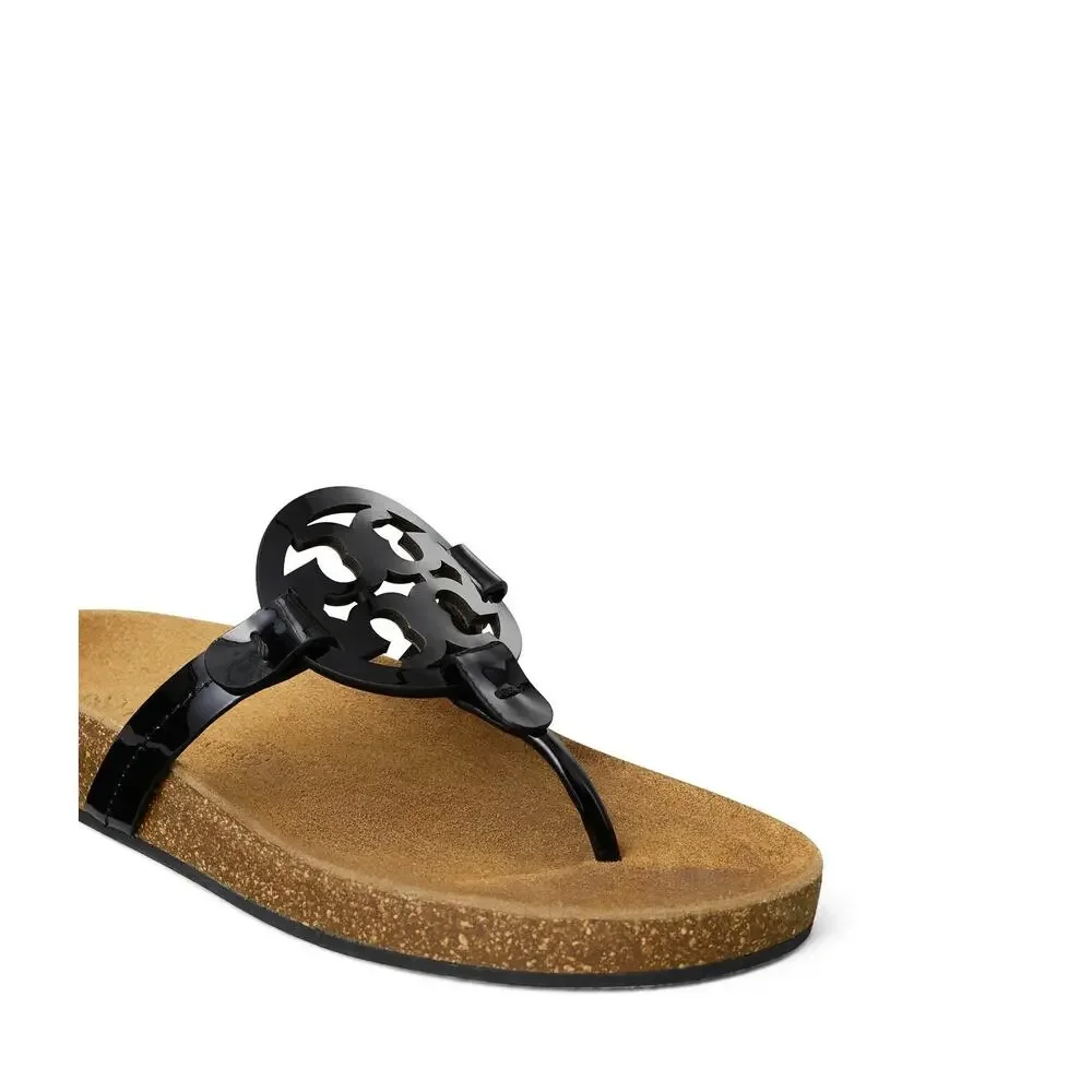 TORY BURCH WOMEN'S MILLER CLOUD SANDALS, PERFECT BLACK/NATURAL, 8.5 US